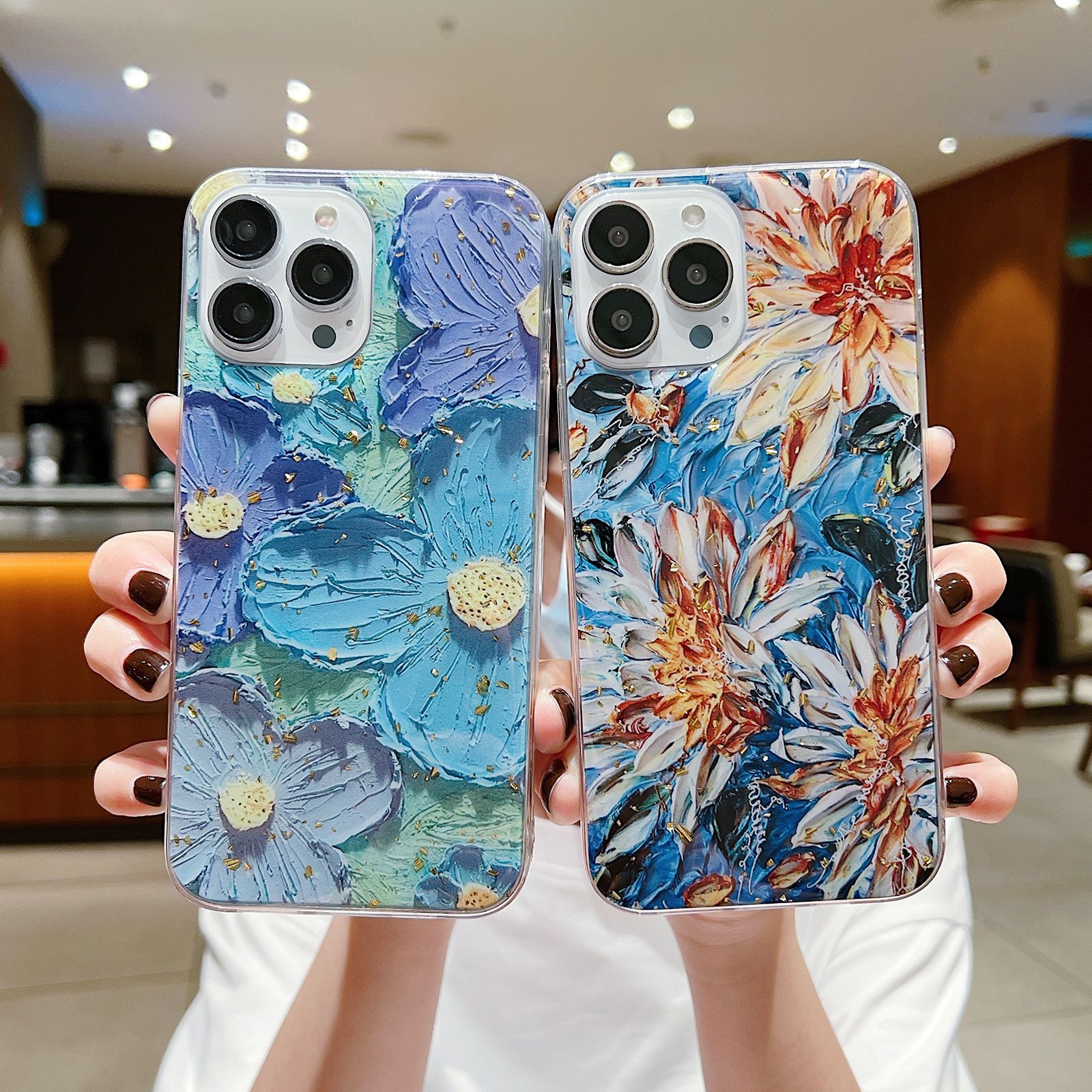 Oil Painting Art Flower Epoxy Soft Phone Case - Image 3
