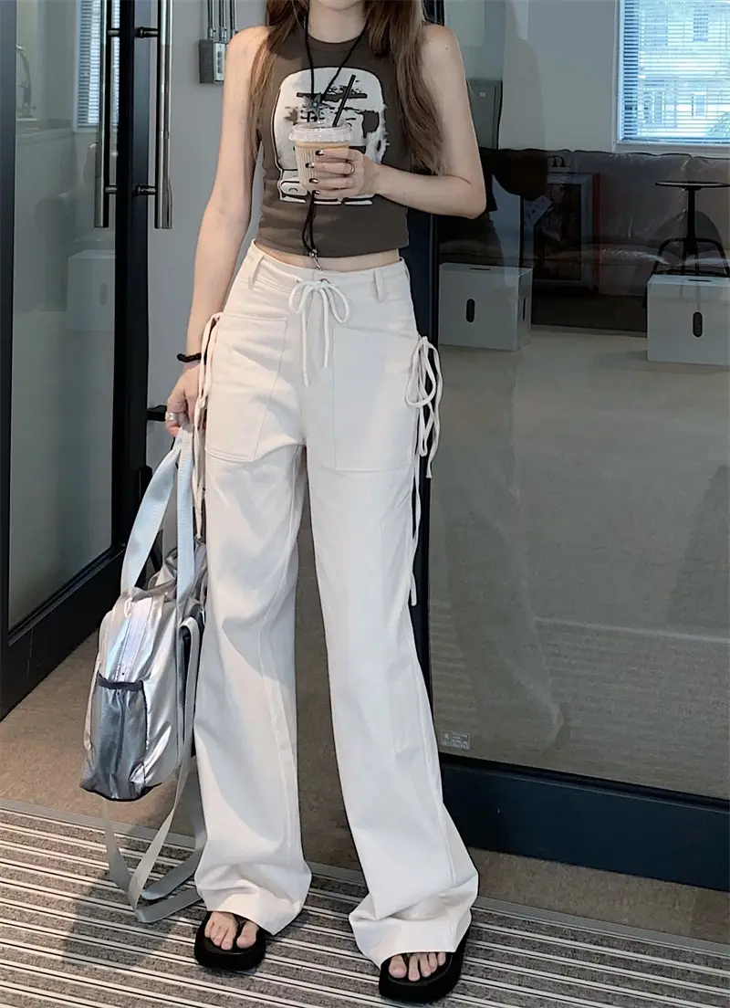 Women's Retro Slim Strappy Casual Pants
