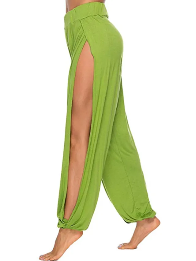 New European And American Style High Slit Harem Yoga Pants Green - Shop at LoveMi