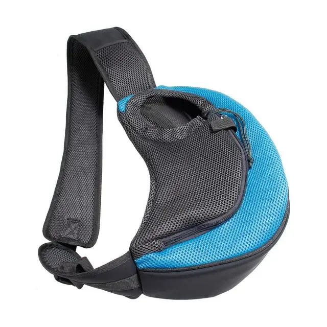 Outdoor Travel Mesh Oxford Pet Puppy Carrier Handbag Pouch Single Shoulder Bag Sling Mesh Comfort Travel Tote Shoulder Bags Light Blue - Shop at LoveMi