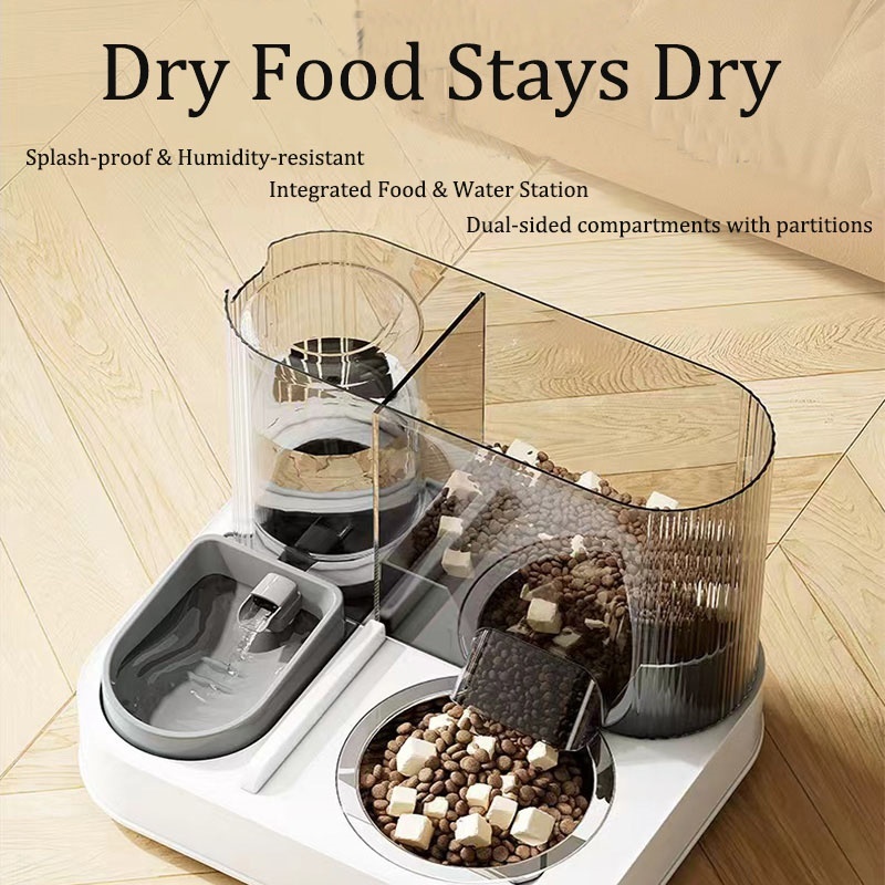 2 In 1 Automatic Cat Feeder Water Dispenser Dry Wet Pet Dog Puppy Food Dispenser