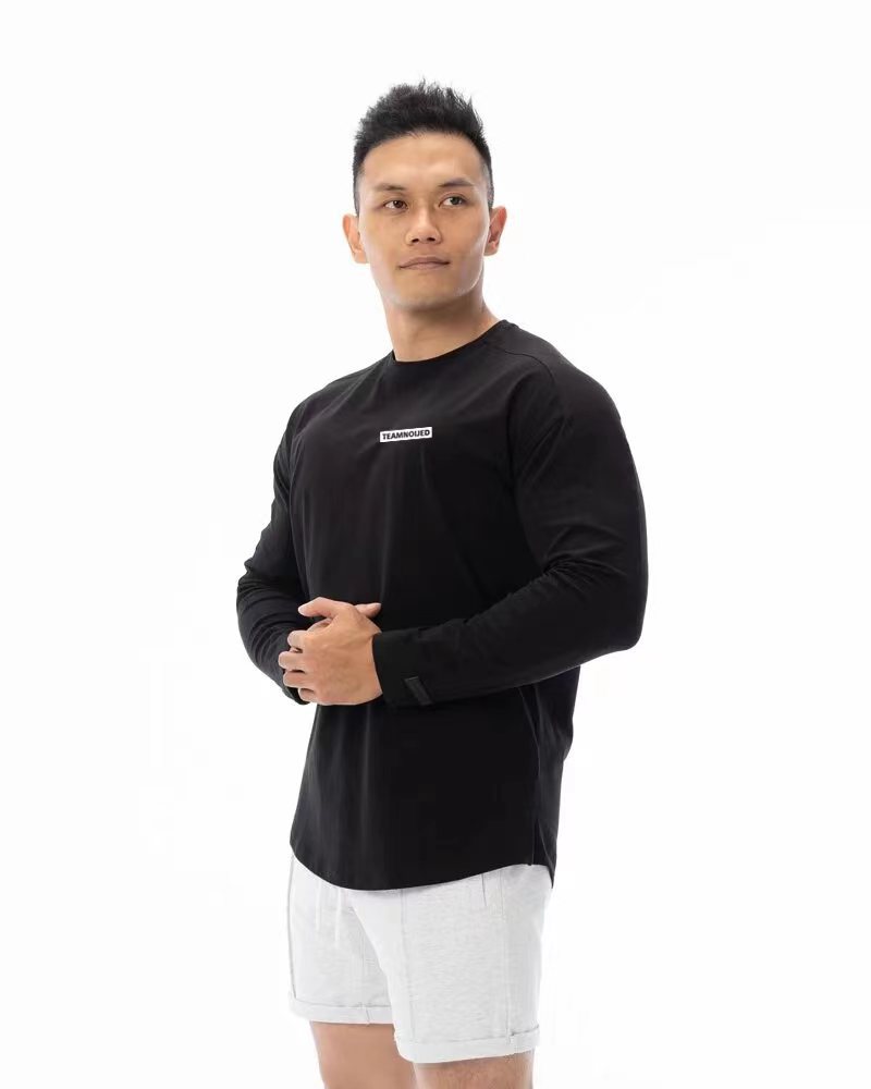 Black SPORTS FITNESS LONG SLEEVE T-SHIRT MEN