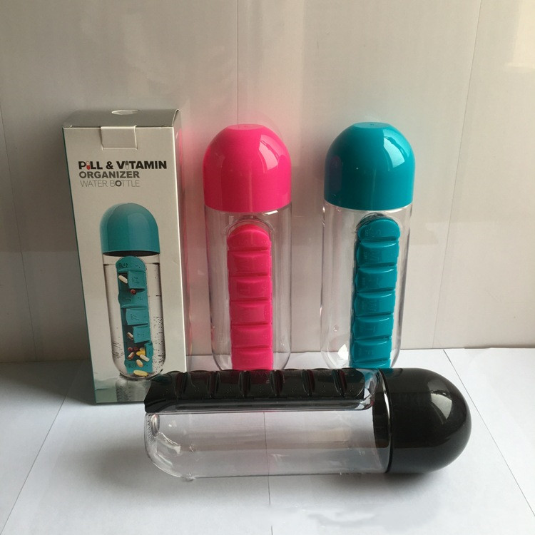 Two-in-one Plastic Medicine Bottle Water Cup