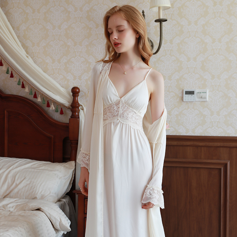 طقم لباس نوم نسائي بتصميم أنيق وحمالات موديل قطعتين