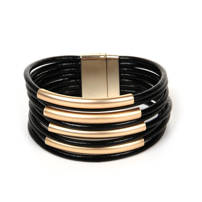 Fashion Creative Leather Copper Multilayer Bracelet