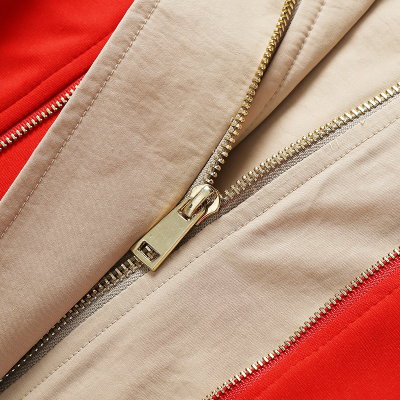 Fashionable Color Contrast Design Mid-length Fake Two-piece Trench Coat