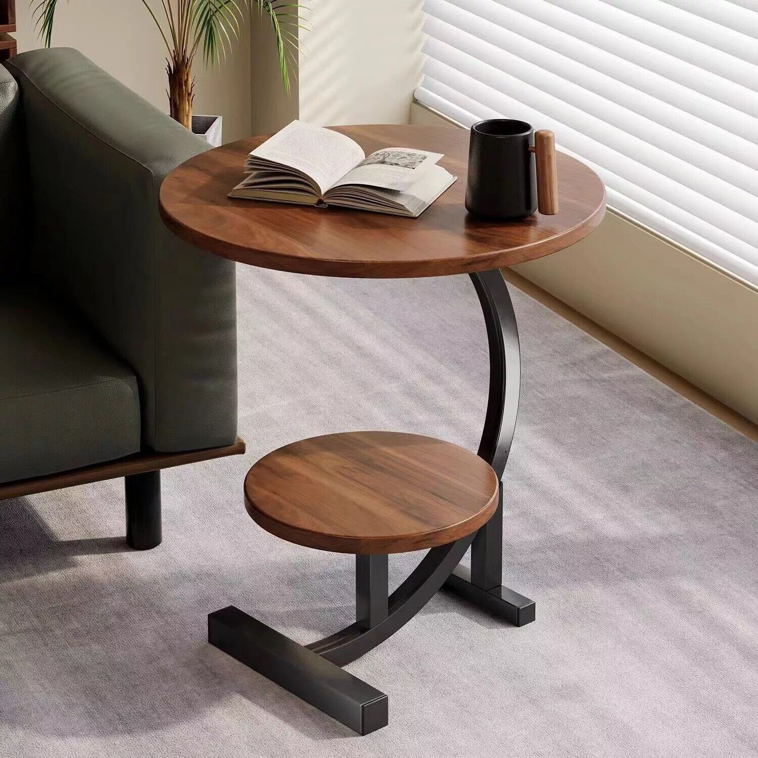 Side Table C Shaped For Sofa Coffee End Tables Living Room Bedside — image 8