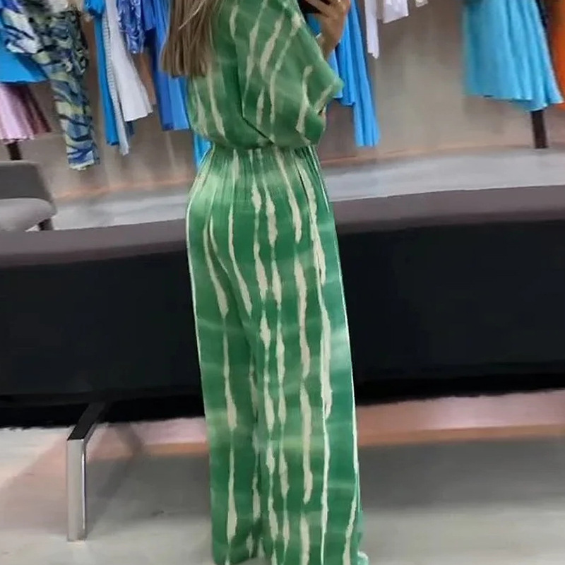 Personalized Print Lace Up V Neck Jumpsuit - Image 3
