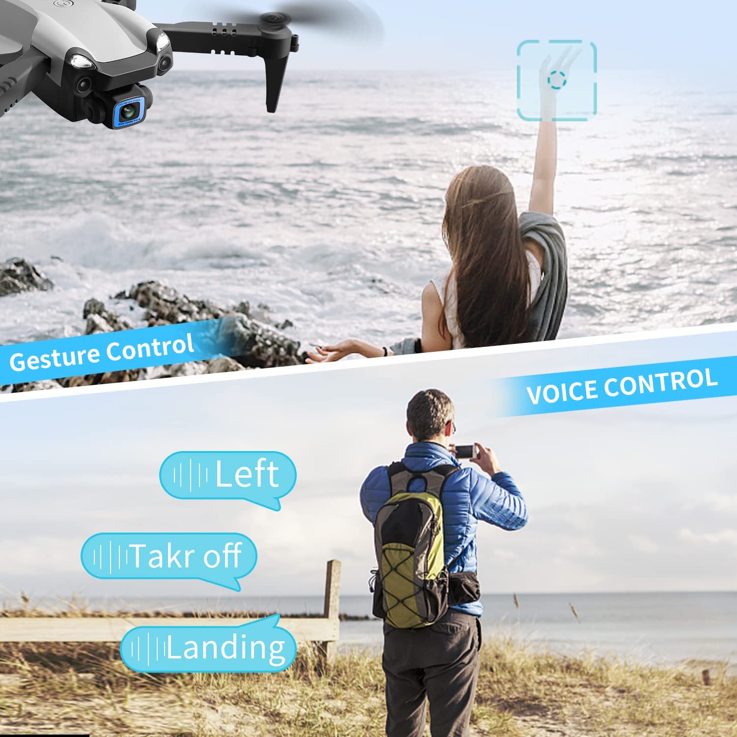 V20 RC Drone WIFI FPV 6K HD Dual Camera Gesture Photo Quadcopter 2 Battery,Suitable For Beginners.,Logistics Is Randomly Sent By UPS,USPS,uni,gofo