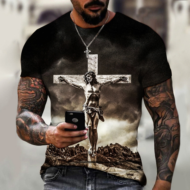 Title 4, Camiseta masculina retrô com estampa digital 3D...