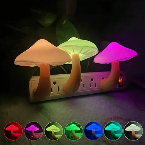 LED Night Light Mushroom Wall Socket Lamp EU US