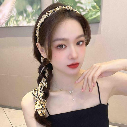 Water Drill Chain Floral Ribbon Headband Brown - Shop at LoveMi