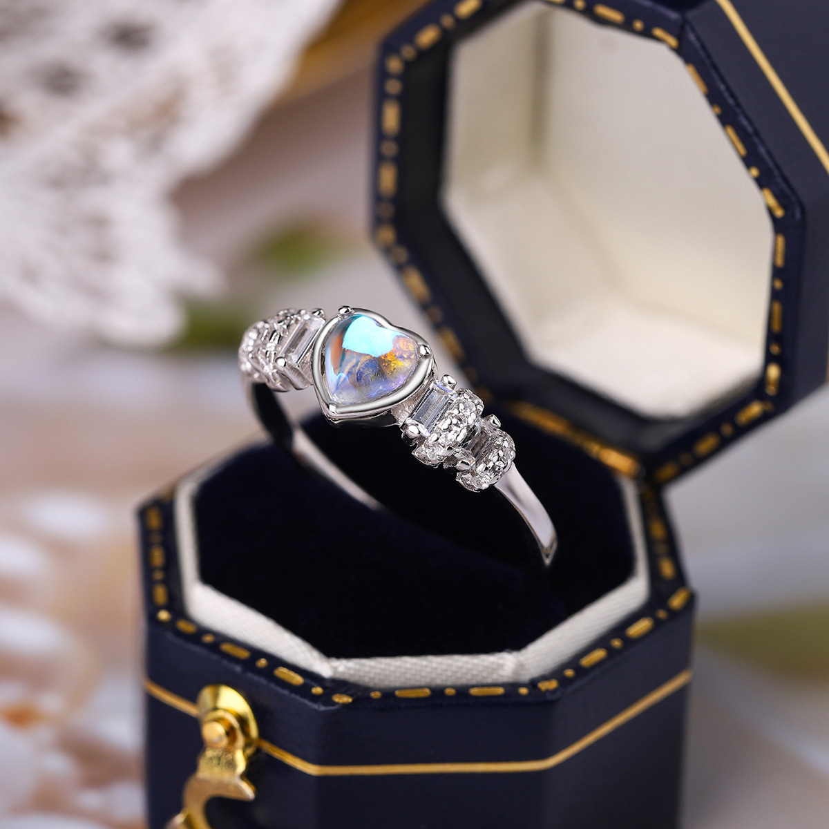 Love Heart-shaped Ring Women's Exquisite Index Finger Ins Cold Wind S925 Sterling Silver Ring