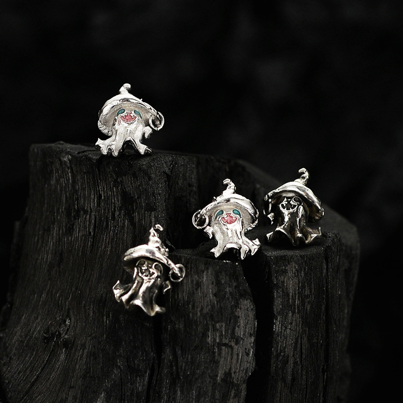 Title 6, S925 Sterling Silver Wizard Hat Funny Ghost Ser...