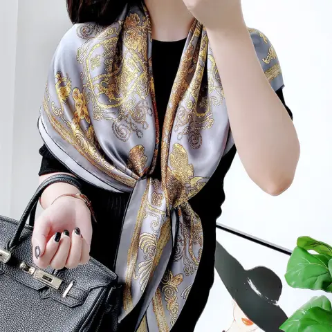 Women's Large Square Silk Scarf Shawl