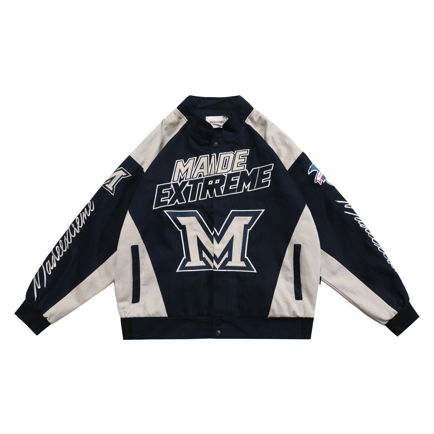 New Racing Motorcycle Jacket Vintage Colorblock Letters