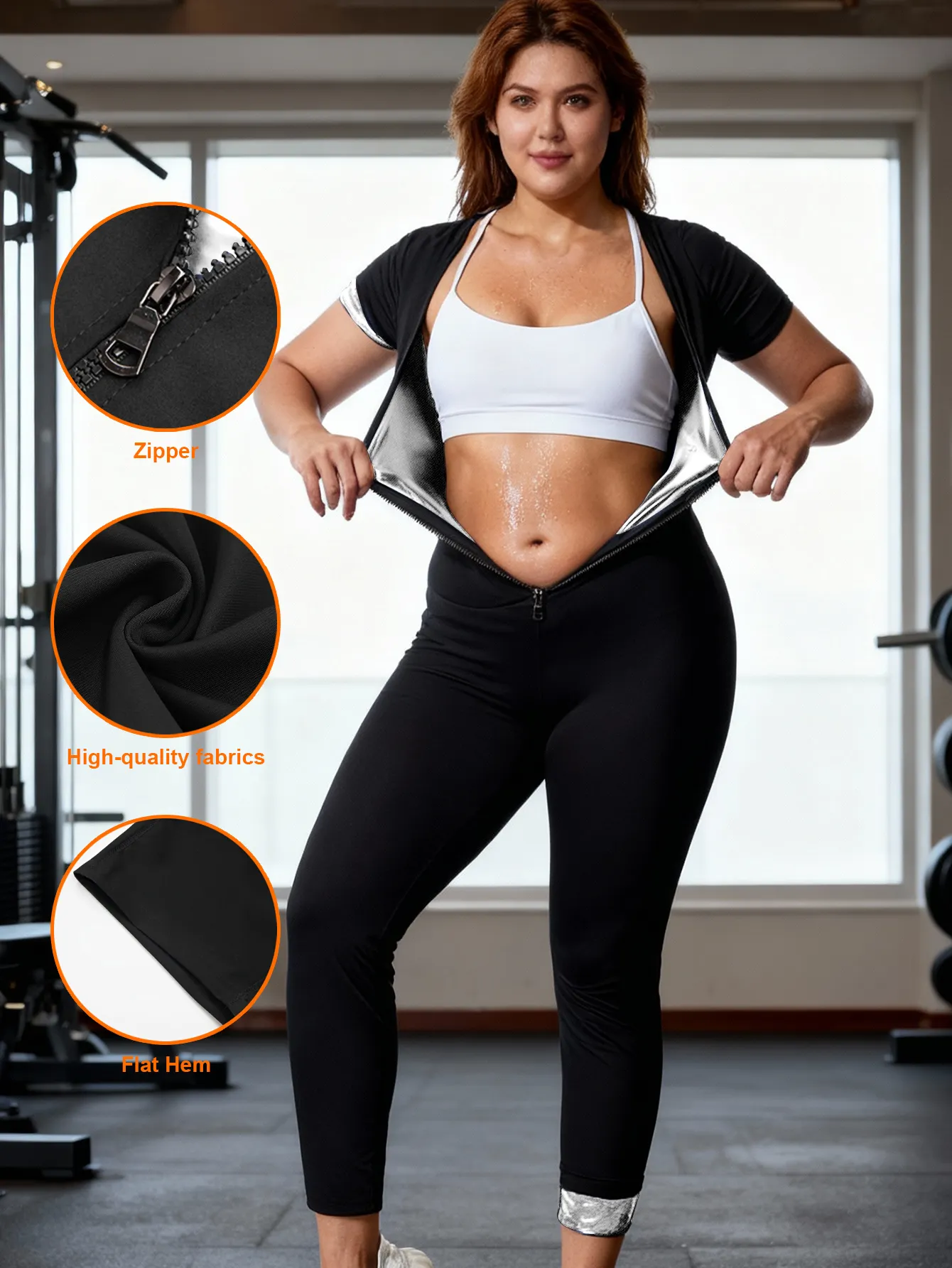 Women's Sauna Suit Short Sleeve Jumpsuit, Sweat