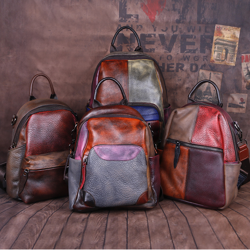 Title 1, The First Layer Of Cowhide Backpack Hand Rub Co...