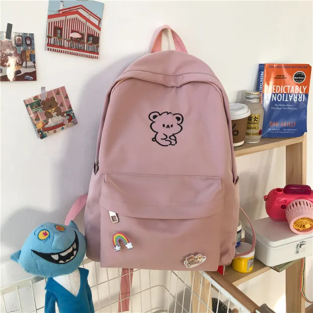 Junior High School Students Korean Version Of The Wild Backpack Female High School Students Ins Backpack Pink - Shop at LoveMi