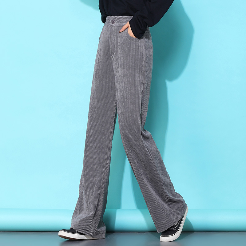 Title 2, Loose Casual Corduroy High Waist Wide Leg Pants