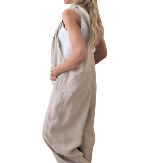 Casual Straight leg Trousers With Solid Color Straps And Pockets Apricot - Shop at LoveMi