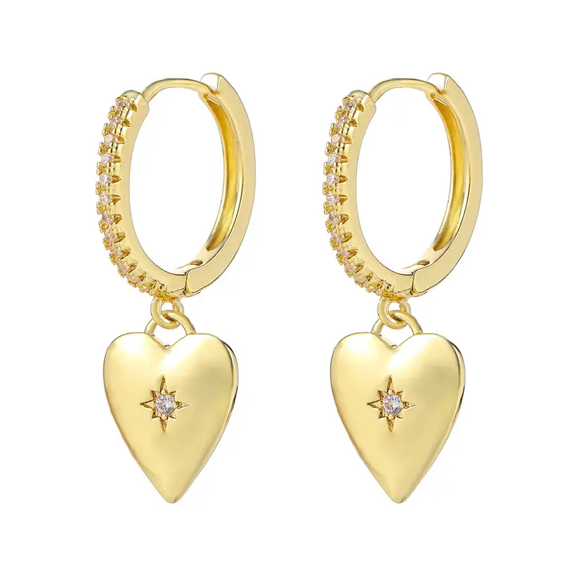 Fashion Heart-shaped Octagonal Star Groove Earrings