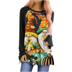 Loose Round Neck Long Sleeve T-shirt For Women - Fig1-2Xl - View 1