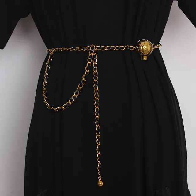 Small Incense Wind Chain Waist Chain Belt Wild Retro Small Golden Ball Adjustable Black - Shop at LoveMi