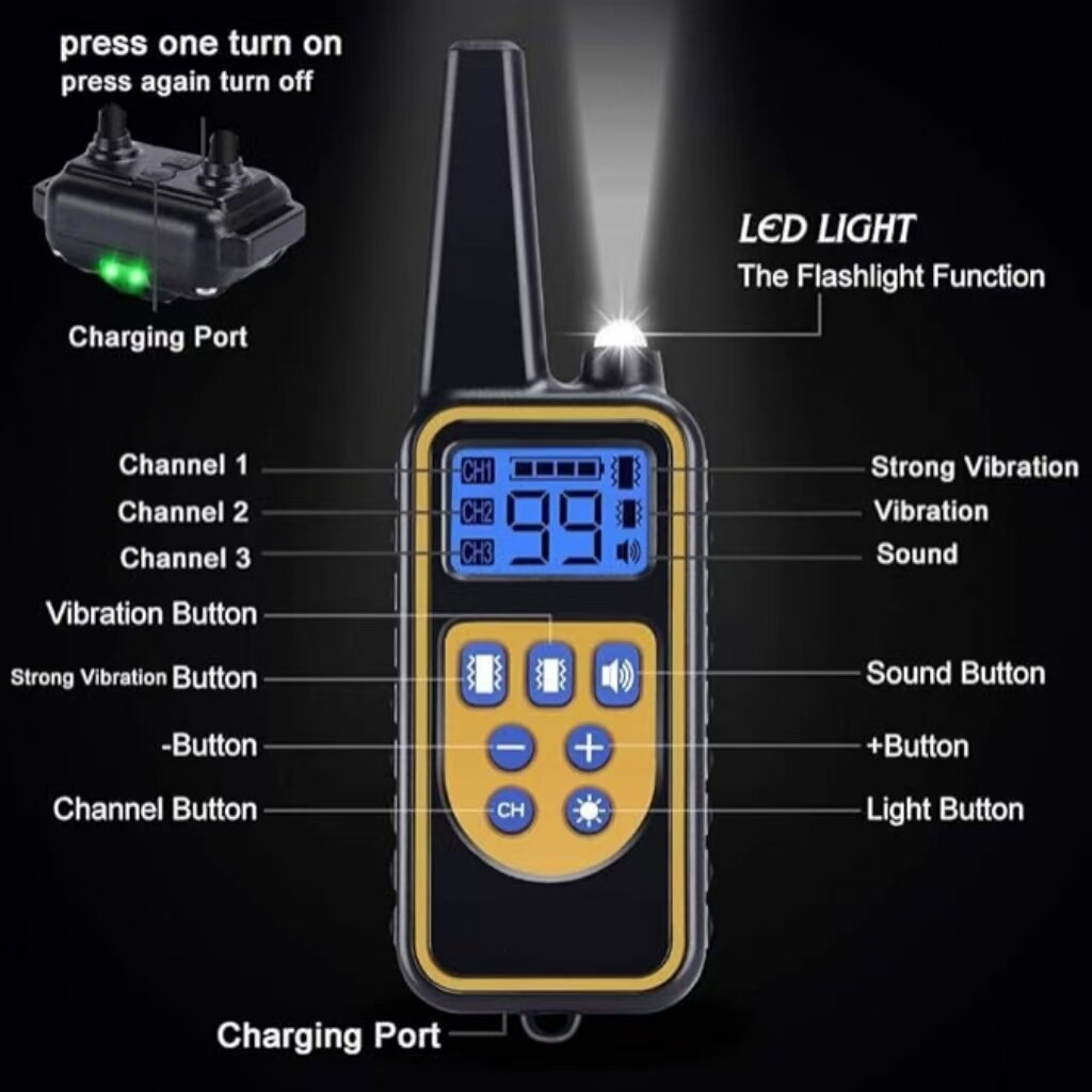 800M Electric Pet Dog Training E-Collar Anti-Bark Obedience Remote Control LCD — foto 14
