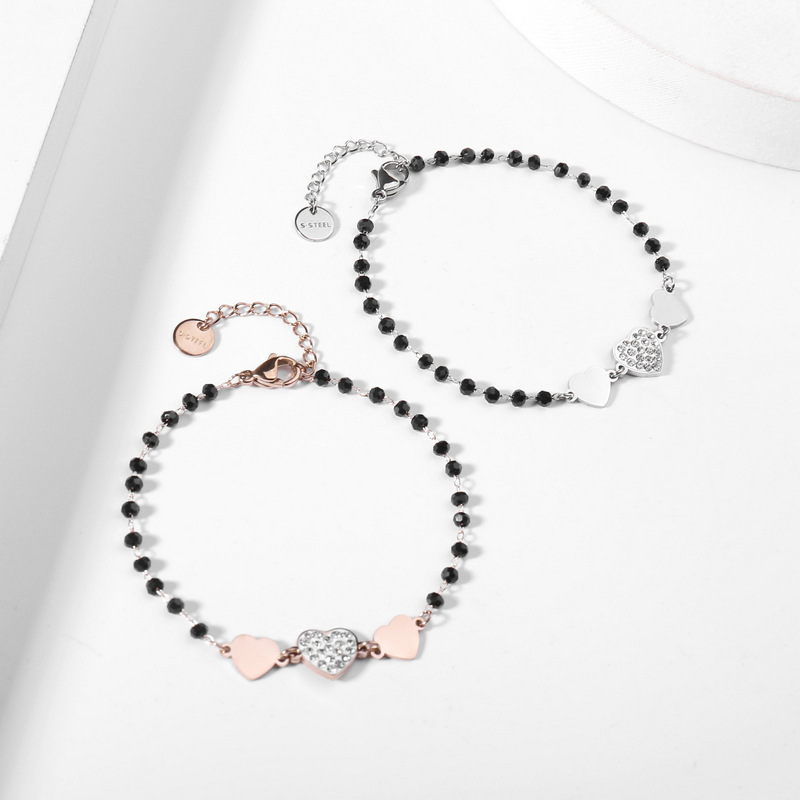 Micro-Inlaid Stainless Steel Pendant Bracelet With Diamond Glass Beads Foreign Trade Jewelry