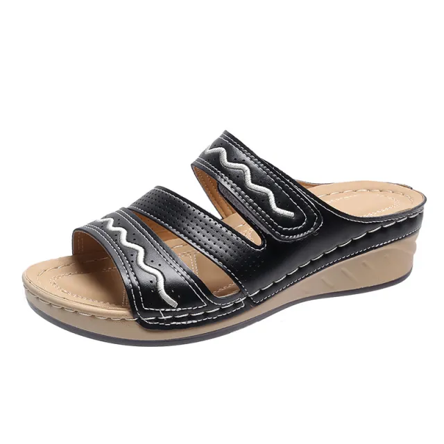 Women's Retro Wedge And Wispy Large Size Casual Sandals Black - Shop at LoveMi