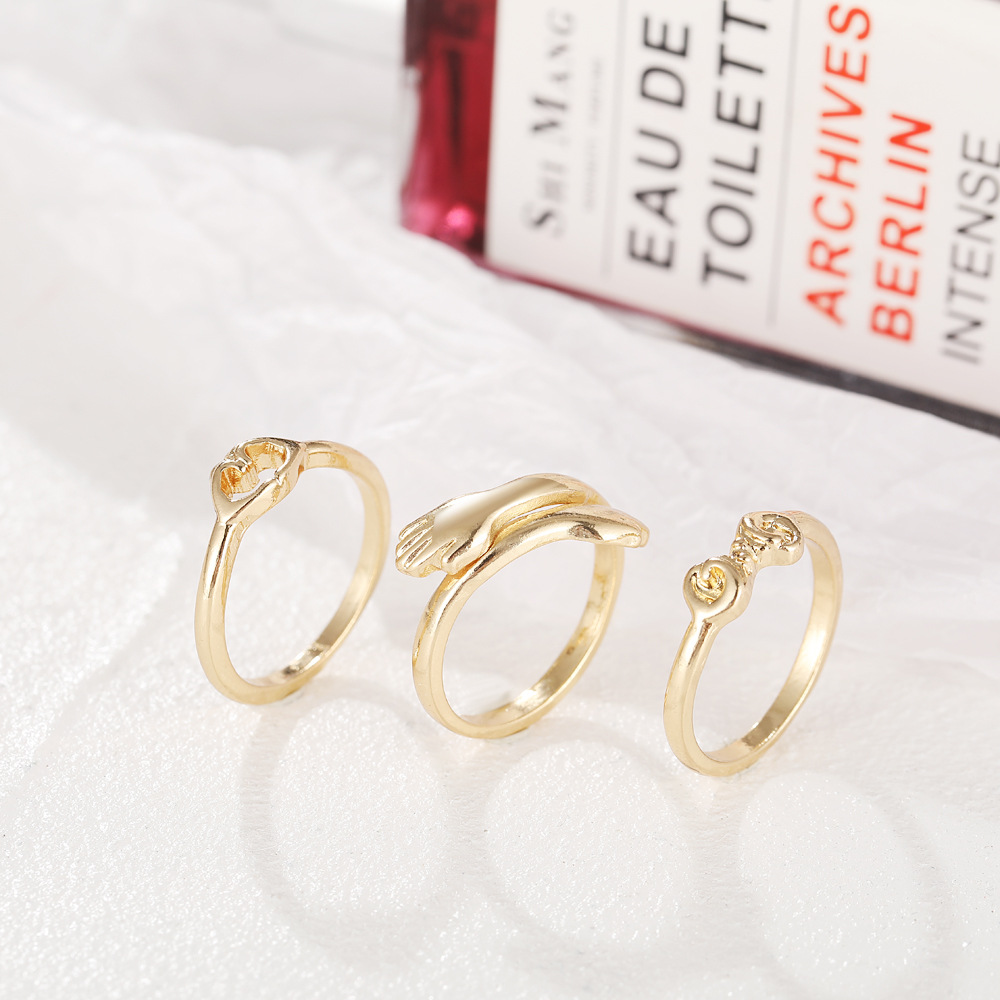 Hug Arm Ring 3-piece Alloy Ring Set