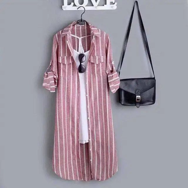 Plaid Shirt Women's Spring Mid length Loose Pink - Shop at LoveMi