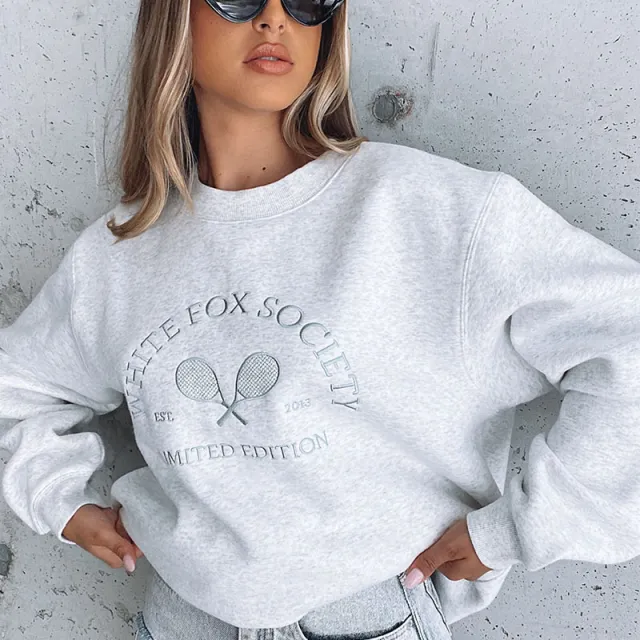 Embroidered Letters Loose Round Neck Sweater Foreign Trade Red - Shop at LoveMi