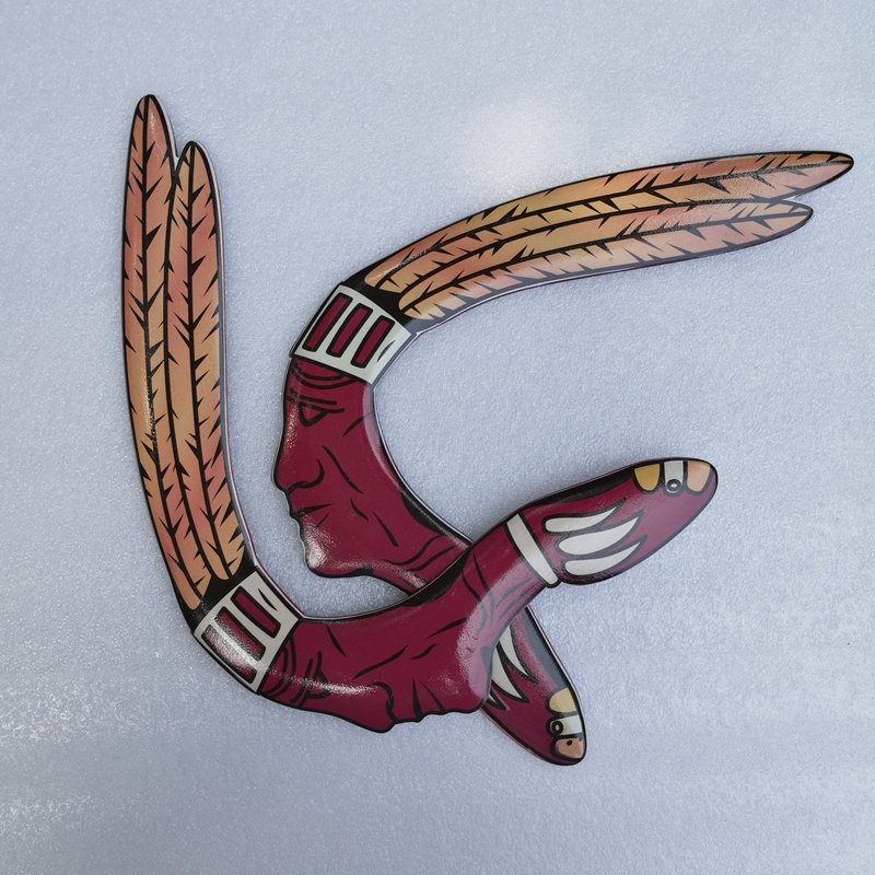 Hand-made Wooden Indigenous Boomerang (Wine Red)