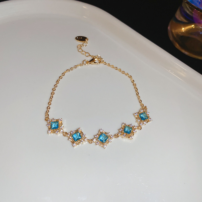 Korean Ins Rhombus Zircon Bracelet For Women  Ethereal Bangle Wedding Party Jewelry