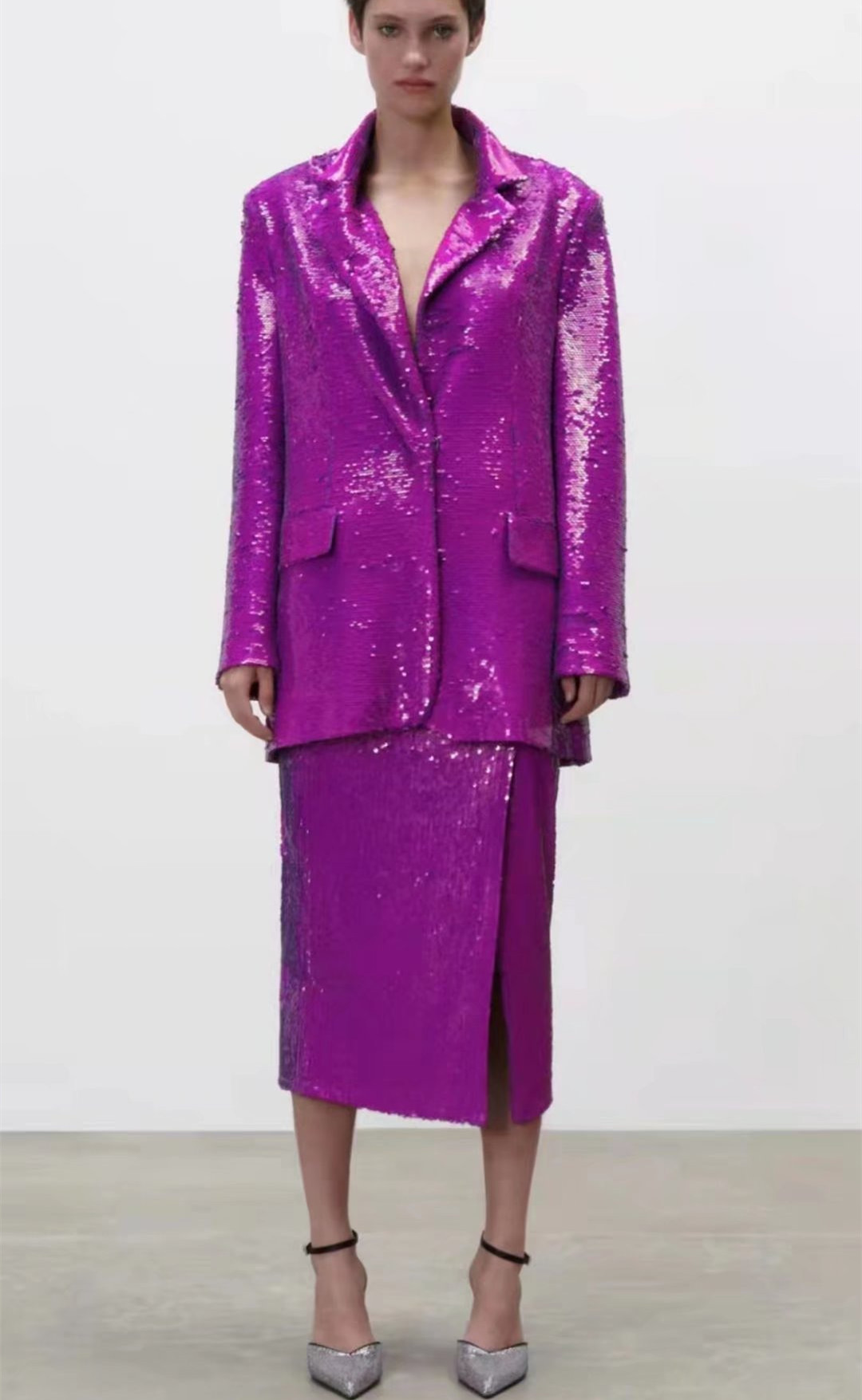 European And American All-match Sequined Loose Blazer