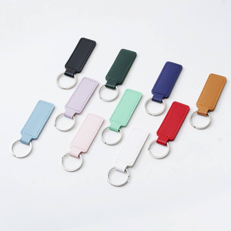 Title 2, Creative PU Leather Keychain Simple DIY Key Ring