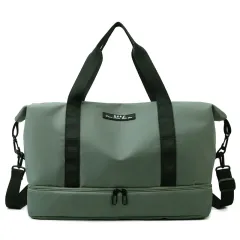 Large Capacity Travel Duffle Bag With Shoes Compartment Portable Sports Gym Fitness Waterfproof Shoulder Bag Weekender Overnight Handbag Women - Green - View 1