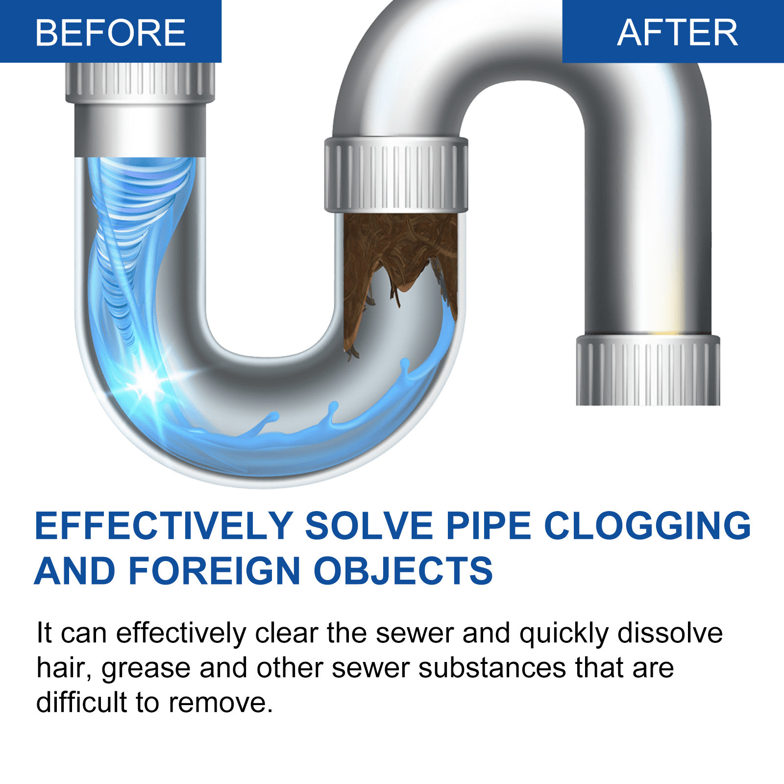 Jakehoe Drain Cleaning Powder For Cleaning, Unclogging, And Deodorizing Kitchen And Toilet Drains.