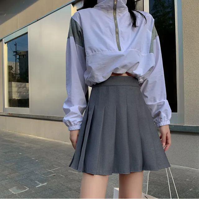 Sweet Spring And Autumn Thin Grey Skirt Grey - Shop at LoveMi