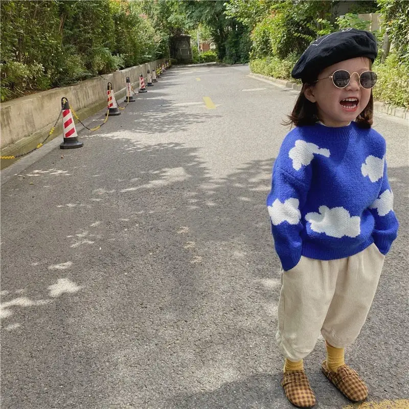 Boys And Girls Fashion Casual Cloud Blue Sweater