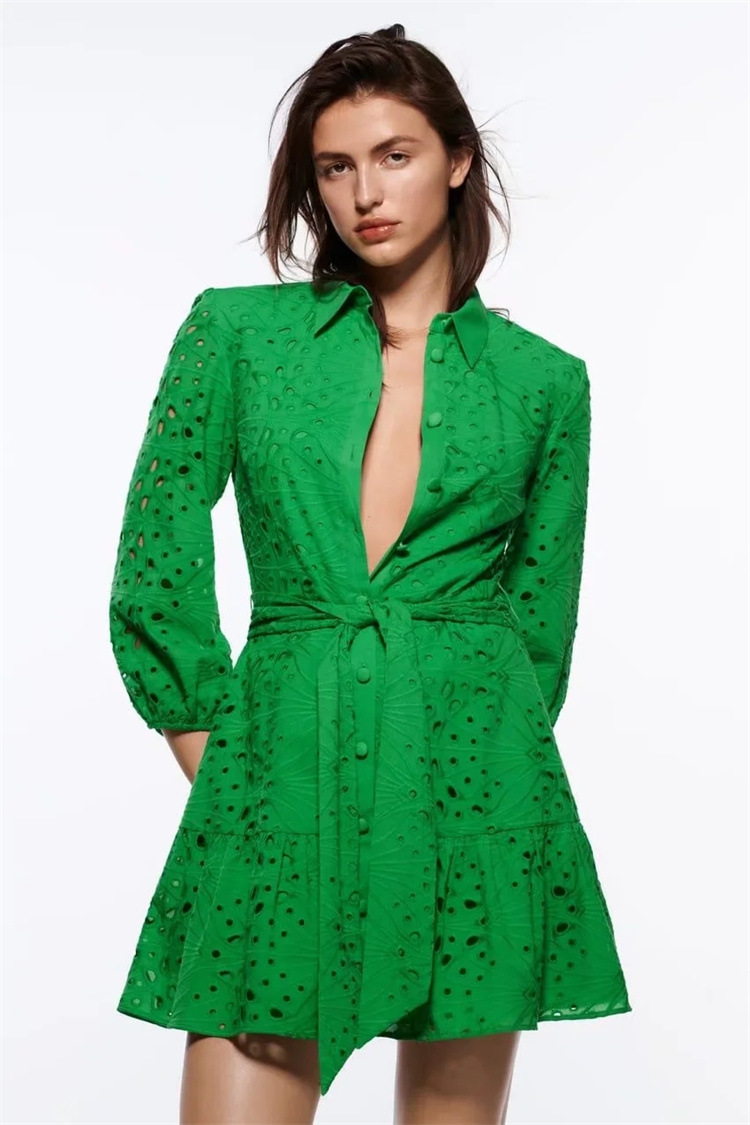 Embroidered Cutout Tie Dress, picture 6 of 7
