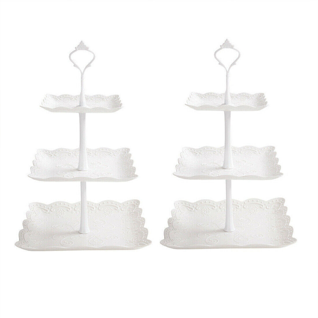 Elegant 3-Tier Square Cake Stand Set - 2Pcs Plastic Dessert Tower For Tea Parties And Weddings Office & School Supplies