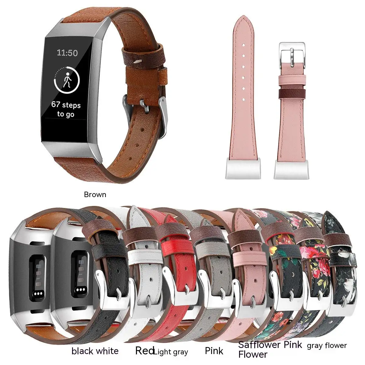 For Fitbit Charge34 Smart Watch Genuine Leather