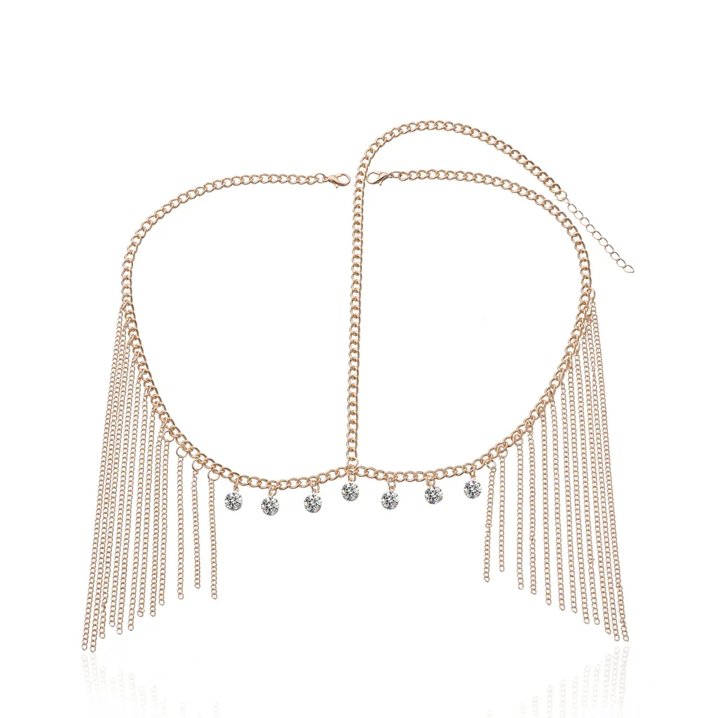 Hair Accessories Female Hair With Long Tassel Head Chain - Gold