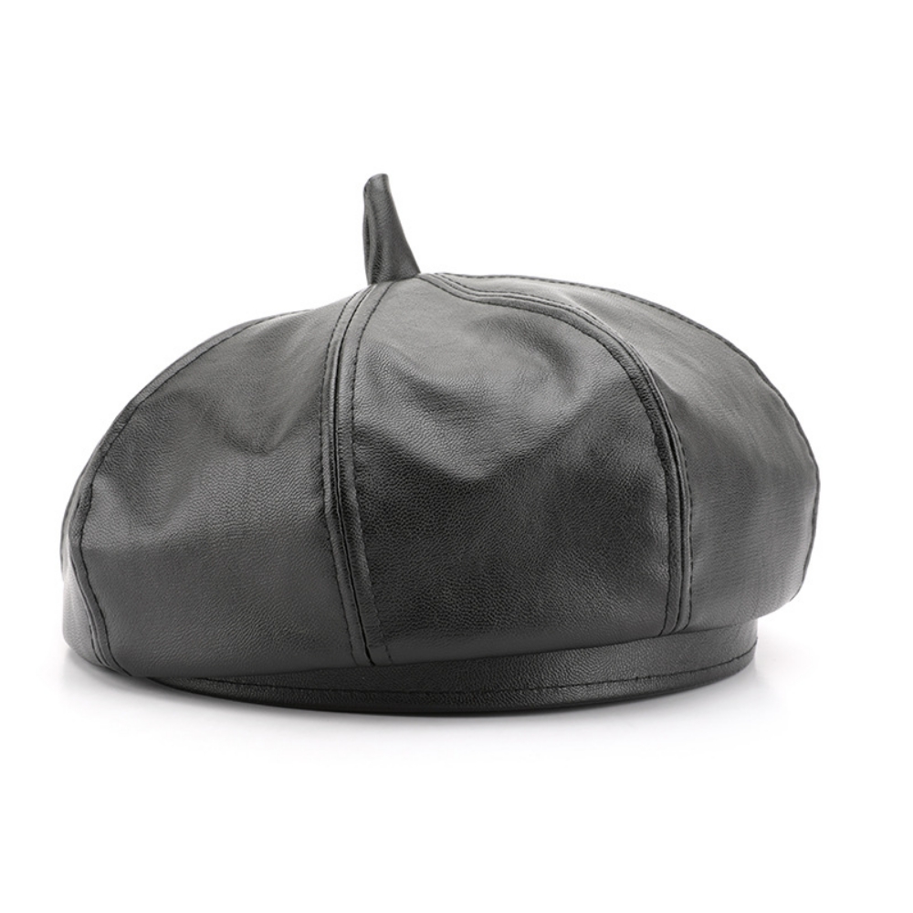 Women's Solid Color PU Leather Small Pointed-top Stylish And Gentle Style Beret, Suitable For Outdoor Outings, Girl's Gatherings, Daily Shopping Outfits.