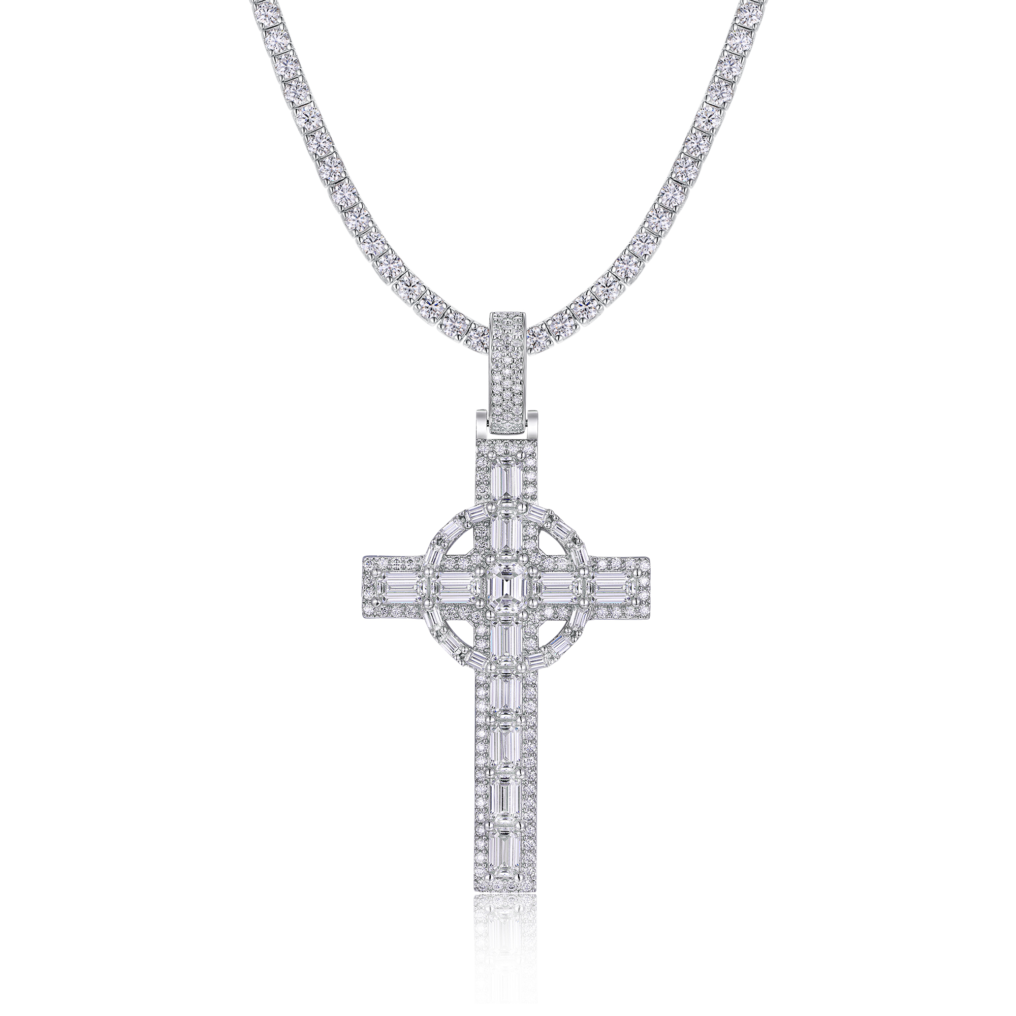 0.1ct Moissanite Necklace — Silver Platinum — 31094