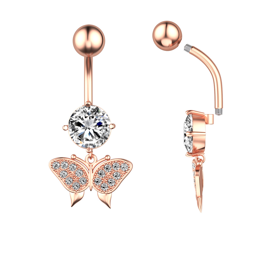 Title 4, New Butterfly Zircon Belly Button Ring Belly Bu...