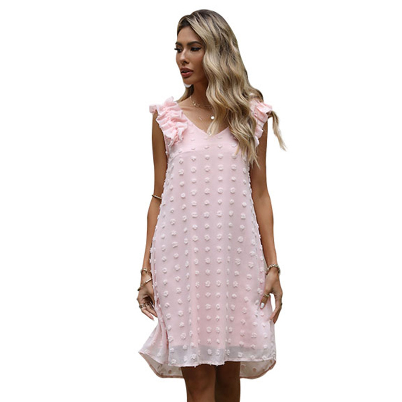 Solid Color Loose V-neck Dress